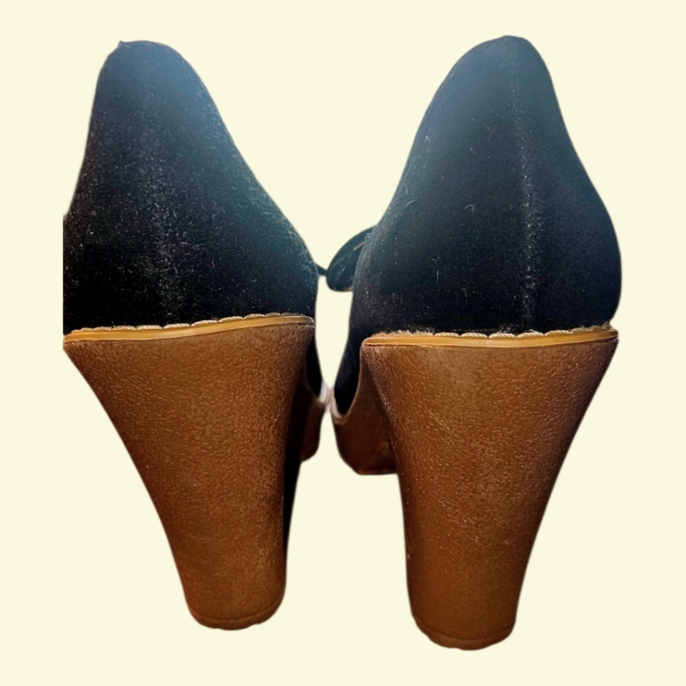 Vintage Steve Madden Black Suede Gothic Mod  Platform Doll Heels Mary Janes 6 - Picture 4 of 6